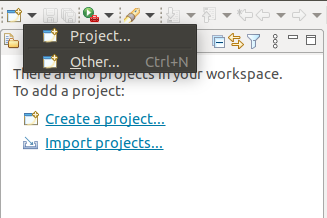 Creating a new project from File menu
